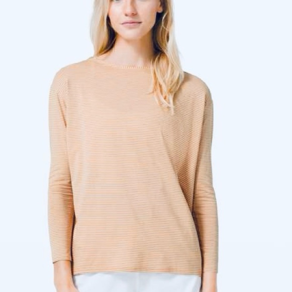 lululemon athletica Long Sleeve Light Peach Stripe Tee